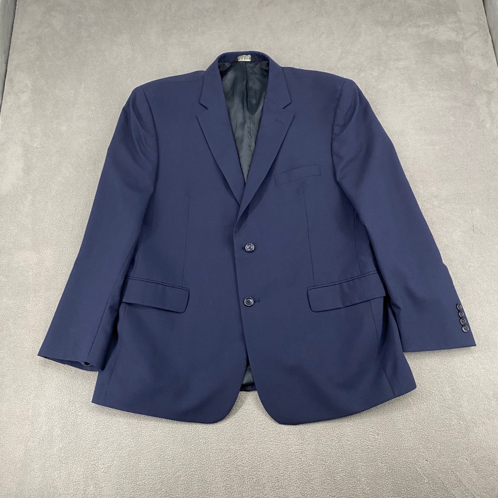 Jos. A. Bank Mens 46R Navy Blue 100% Wool Two Button Blazer Sport Coat 04432
